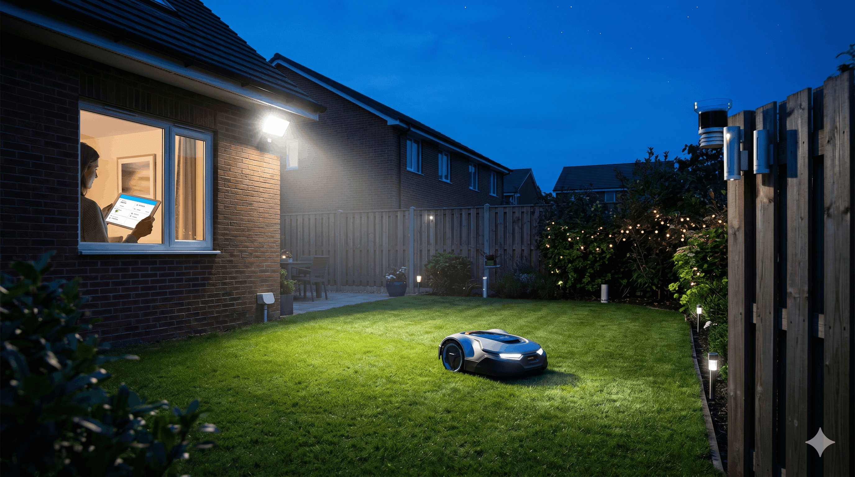 Nighttime Smart Home Scenarios: Linking Mowing, Lighting and Weather